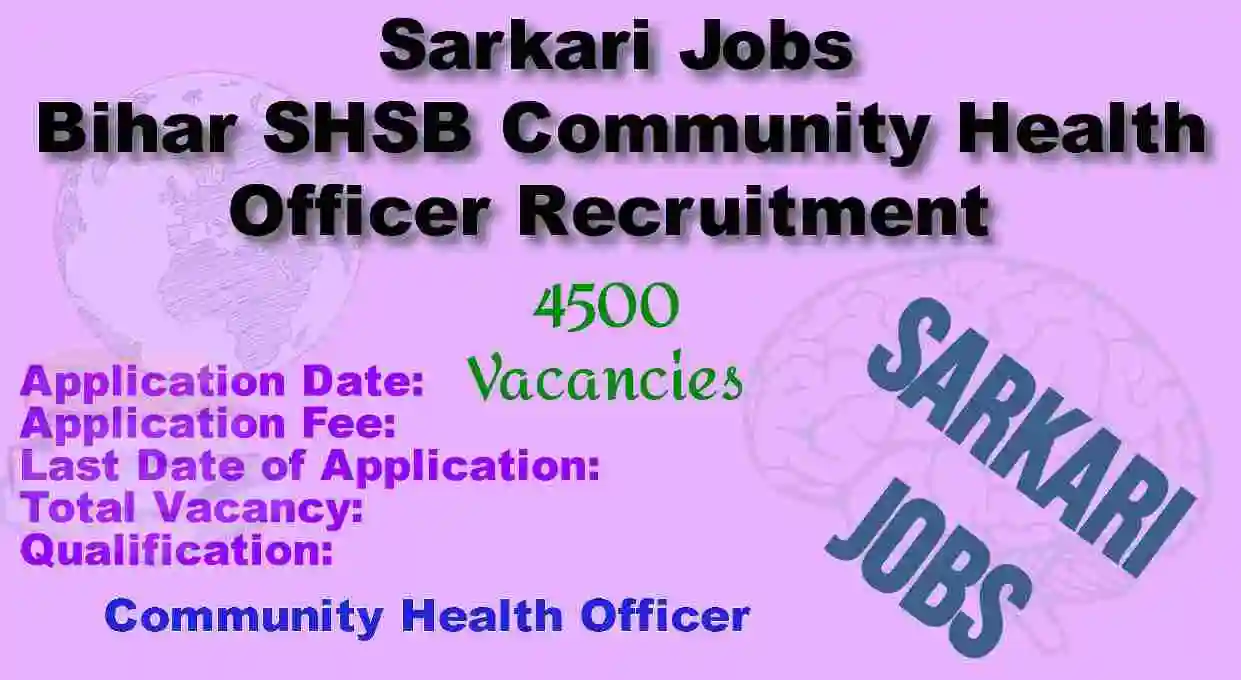 Bihar SHSB Community Health Officer Recruitment